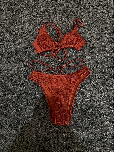 xs Beden kırmızı Renk Trendyol Kiremit Rengi Bikini Takımı