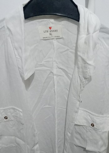 LTB Jeans Beyaz Kapusonlu Rahat Gomlek
