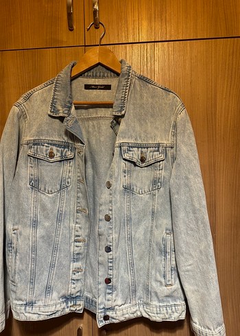 Kadın Gri Düğmeli Denim Ceket