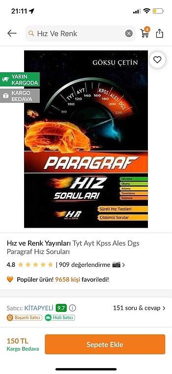 Hız ve Renk paragraf kitabı