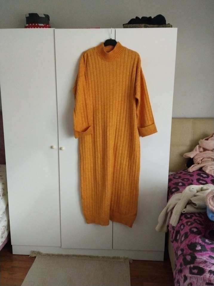 42 44 beden uzun triko elbise yeni - Görsel 3