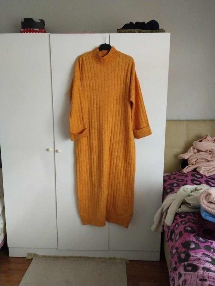 42 44 beden uzun triko elbise yeni - Görsel 2