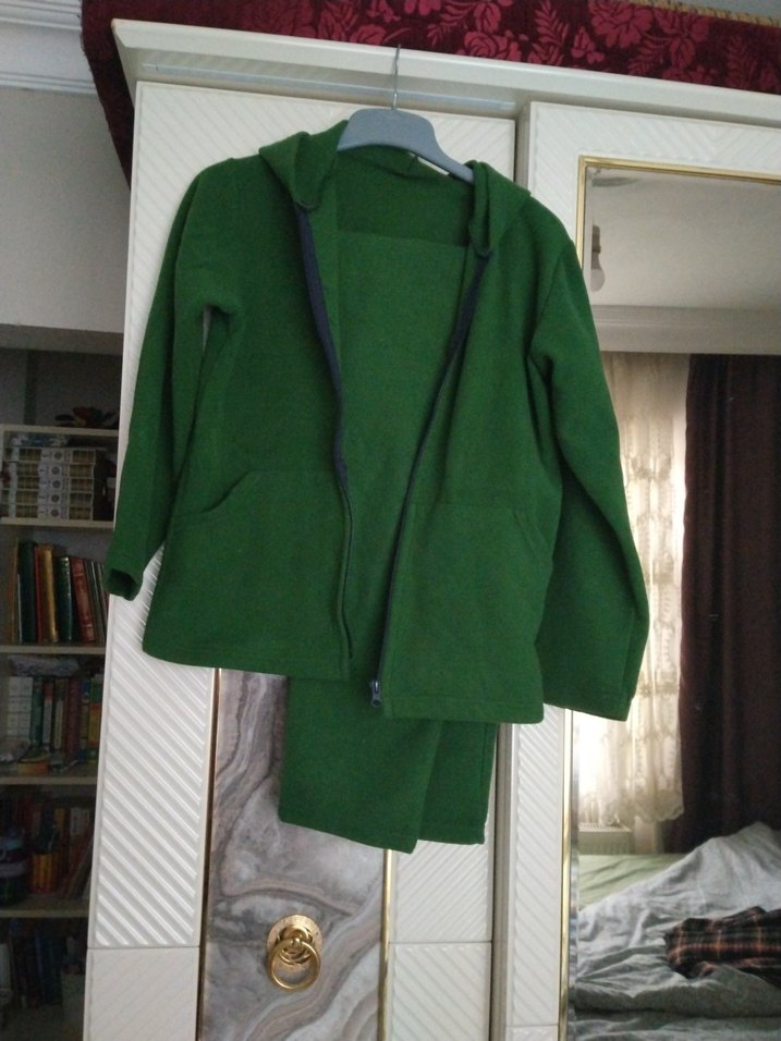 8 9 yaş kalın kışlık kaşe kumaş eşofman takım - Görsel 2