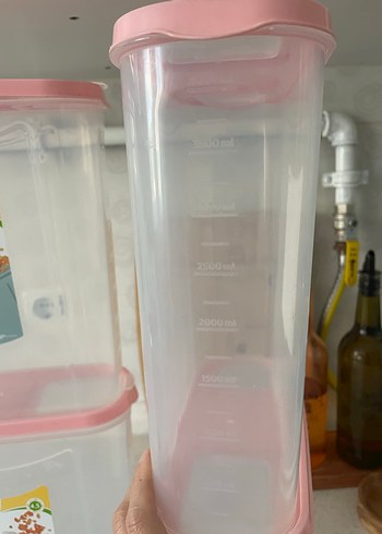 Pembe Kapaklı Plastik Saklama Kutuları Seti - Görsel 7