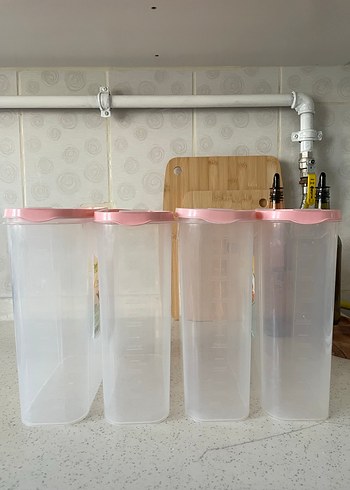 Pembe Kapaklı Plastik Saklama Kutuları Seti - Görsel 4