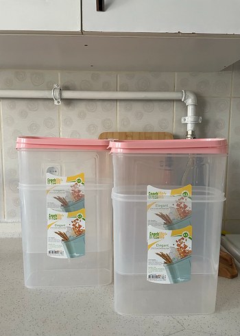 Pembe Kapaklı Plastik Saklama Kutuları Seti - Görsel 8