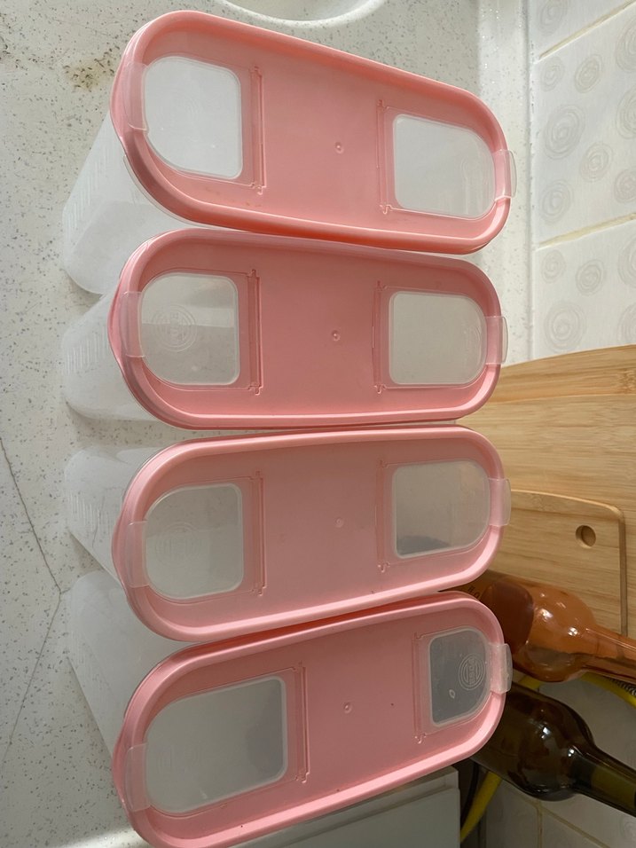 Pembe Kapaklı Plastik Saklama Kutuları Seti - Görsel 3