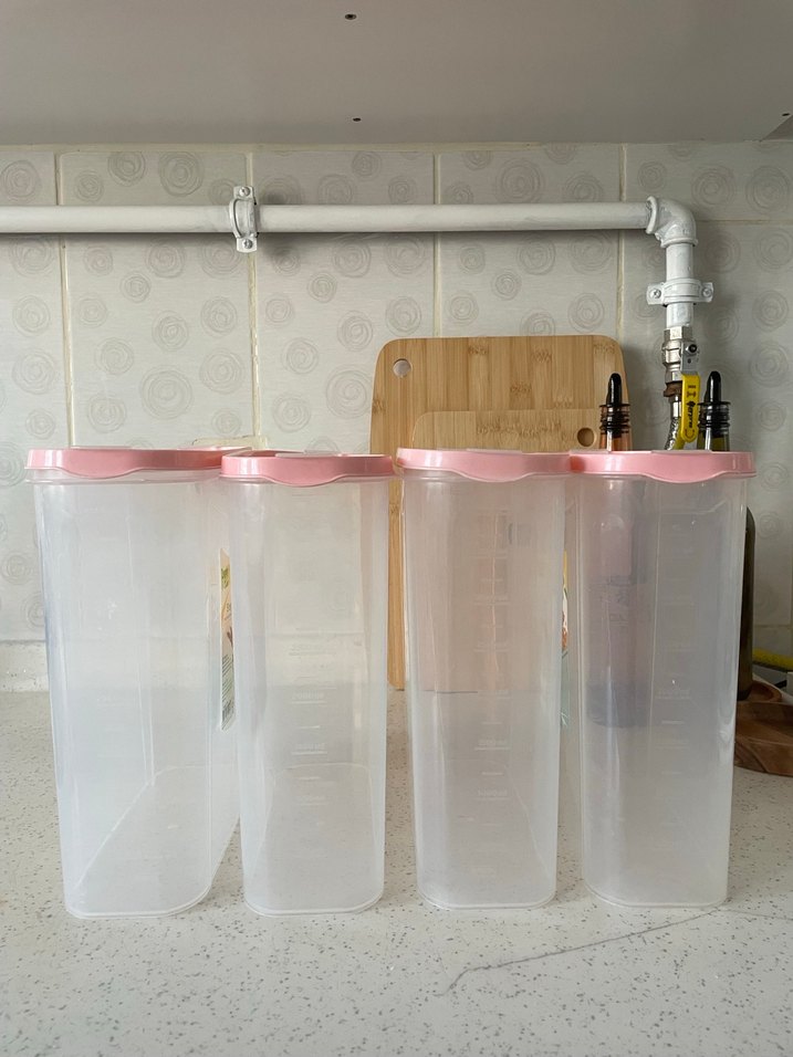 Pembe Kapaklı Plastik Saklama Kutuları Seti - Görsel 4