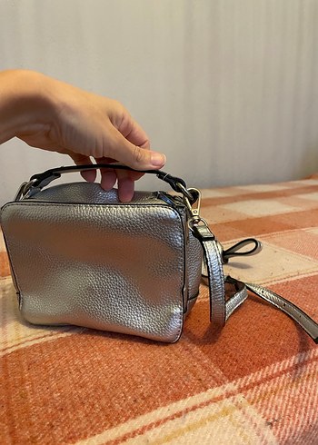 Mango gümüş gri çanta - Görsel 7