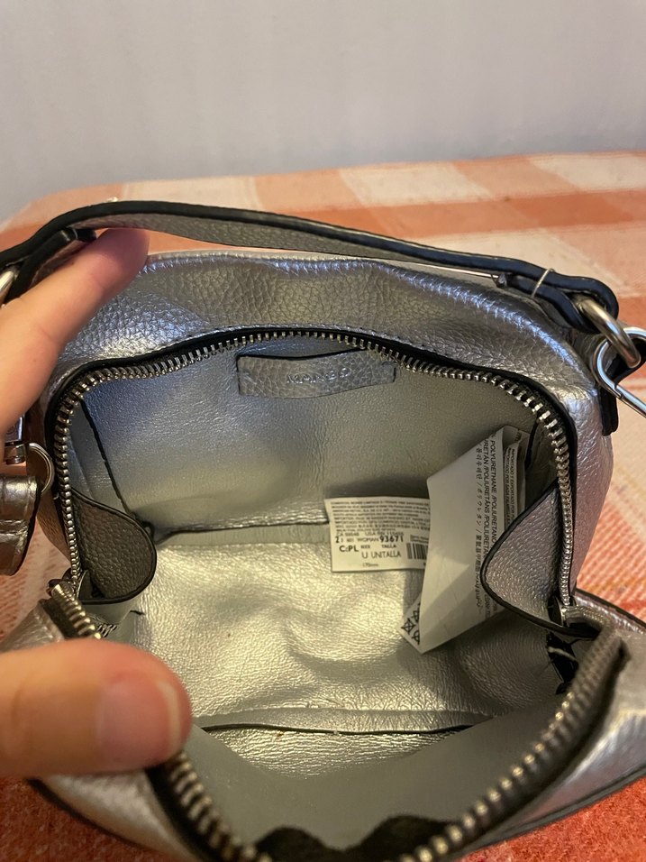 Mango gümüş gri çanta - Görsel 5