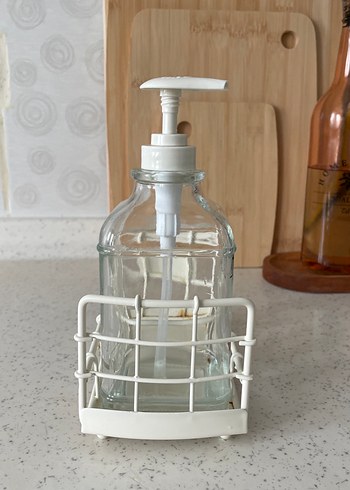 Beyaz Metal Tepsili Cam Sıvı Sabunluk - Görsel 3