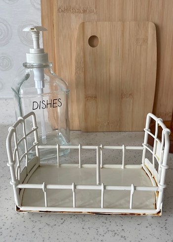 Beyaz Metal Tepsili Cam Sıvı Sabunluk - Görsel 4