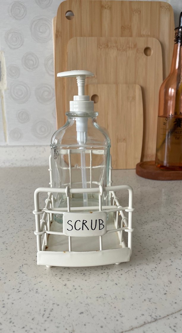 Beyaz Metal Tepsili Cam Sıvı Sabunluk - Görsel 2