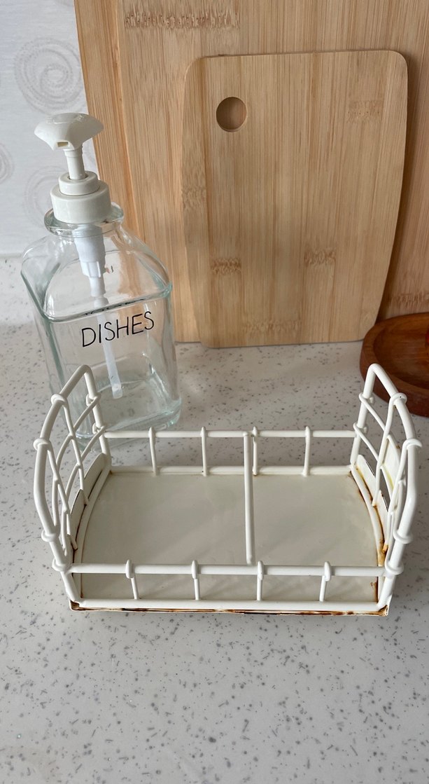 Beyaz Metal Tepsili Cam Sıvı Sabunluk - Görsel 5