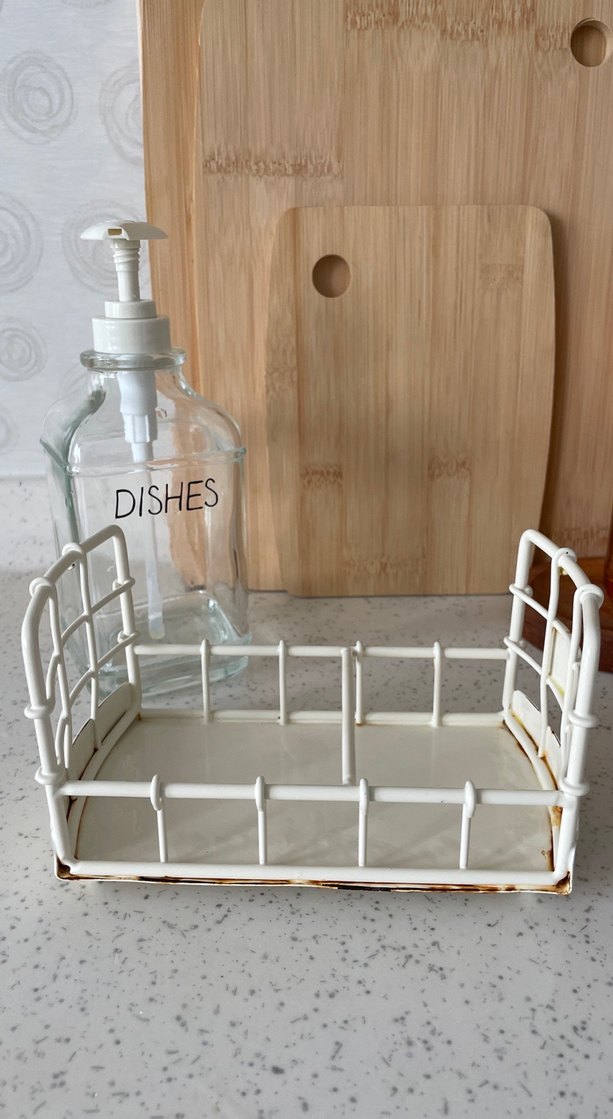 Beyaz Metal Tepsili Cam Sıvı Sabunluk - Görsel 4