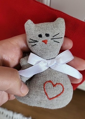 Beden Renk Gri Kedi Figürlü telefon Çantası
