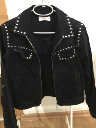 Mango siyah denim zımba detaylı ceket