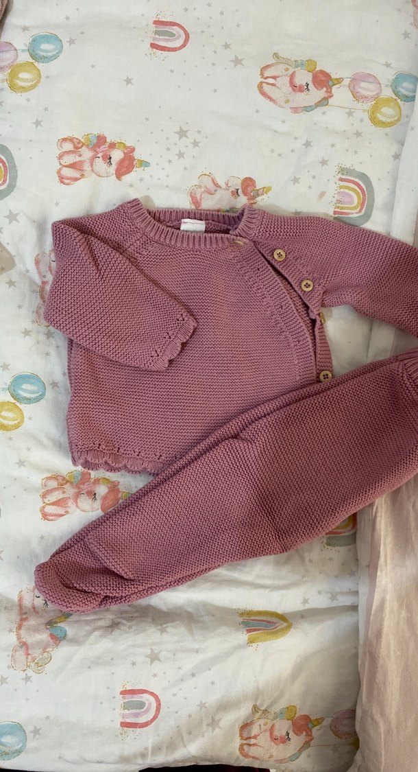 Pembe Triko Bebek Kız Takımı Uzun Kollu - Görsel 2