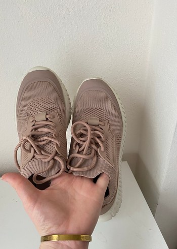 Bej Elastik Detaylı Kadın Spor Ayakkabı - Görsel 5