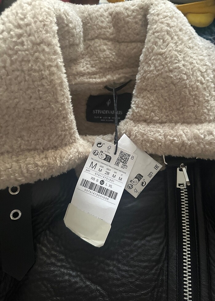 Stradivarius kadın kürklü deri mont - Görsel 2
