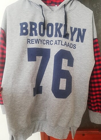 s Beden Ekose detaylı Brooklyn Kapüşonlu Sweatshirt 