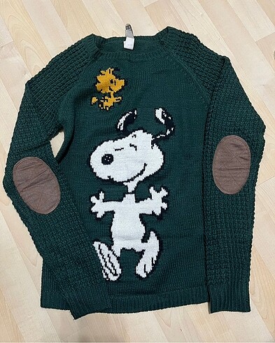 Snoopy yeşil kazak