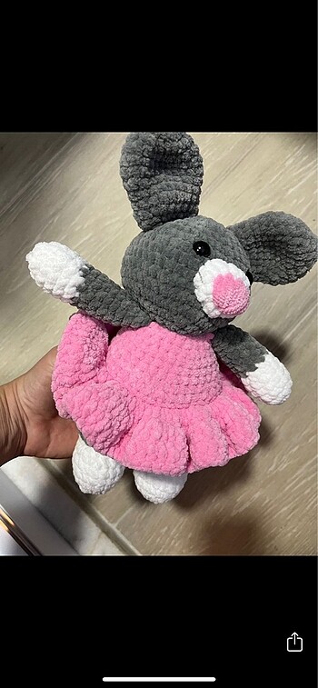 Oyuncak amigurumi el yapımı fare pembe etekli