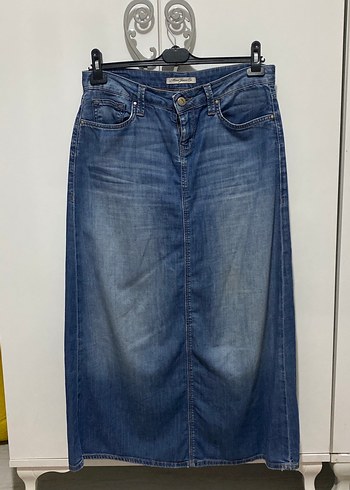 Mavi Midi Denim Kadın Etek