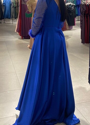 44 Beden mavi Renk Bayan abiye elbise 