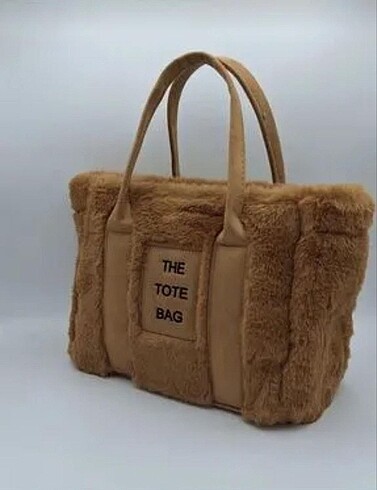 Tote Bag kahve tüylü peluş çanta
