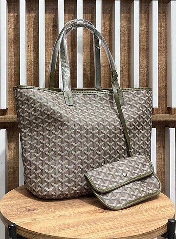 Goyard haki büyük deri kol çantası