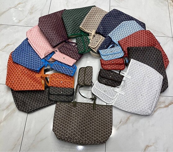  Beden Goyard haki büyük deri kol çantası