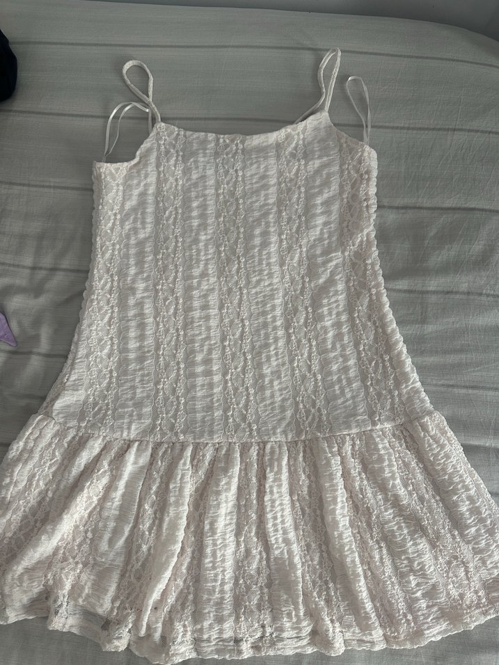 Beyaz Straplez Triko Midi Elbise - Görsel 3