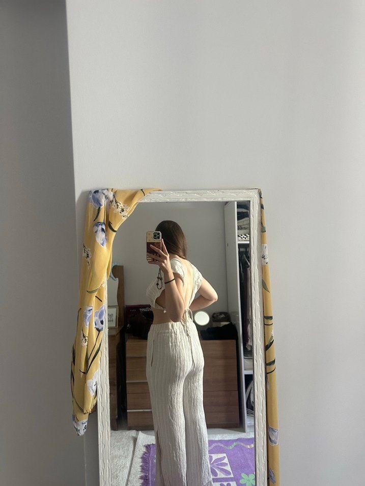 Beyaz V Yaka alt üst takım - Görsel 2