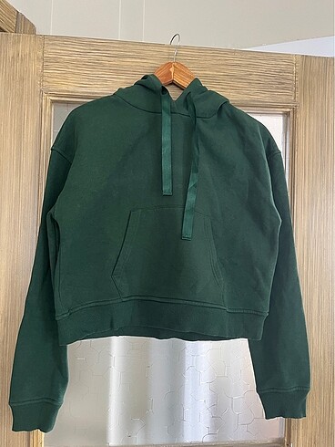 Yeşil crop şardonlu sweatshirt