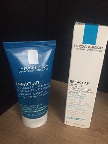 La roche effaclar yüz yıkama jeli ve effaclar duo + yüz kremi.