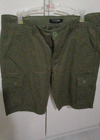 asker yeşilii Bol Kesim Pamuklu Kargo Şort - Görsel 5