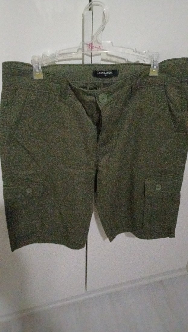 asker yeşilii Bol Kesim Pamuklu Kargo Şort - Görsel 5