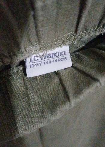 kız Çocuk Haki Bol Kesim Keten kargo  Pantolon - Görsel 3