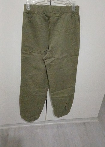 kız Çocuk Haki Bol Kesim Keten kargo  Pantolon - Görsel 2