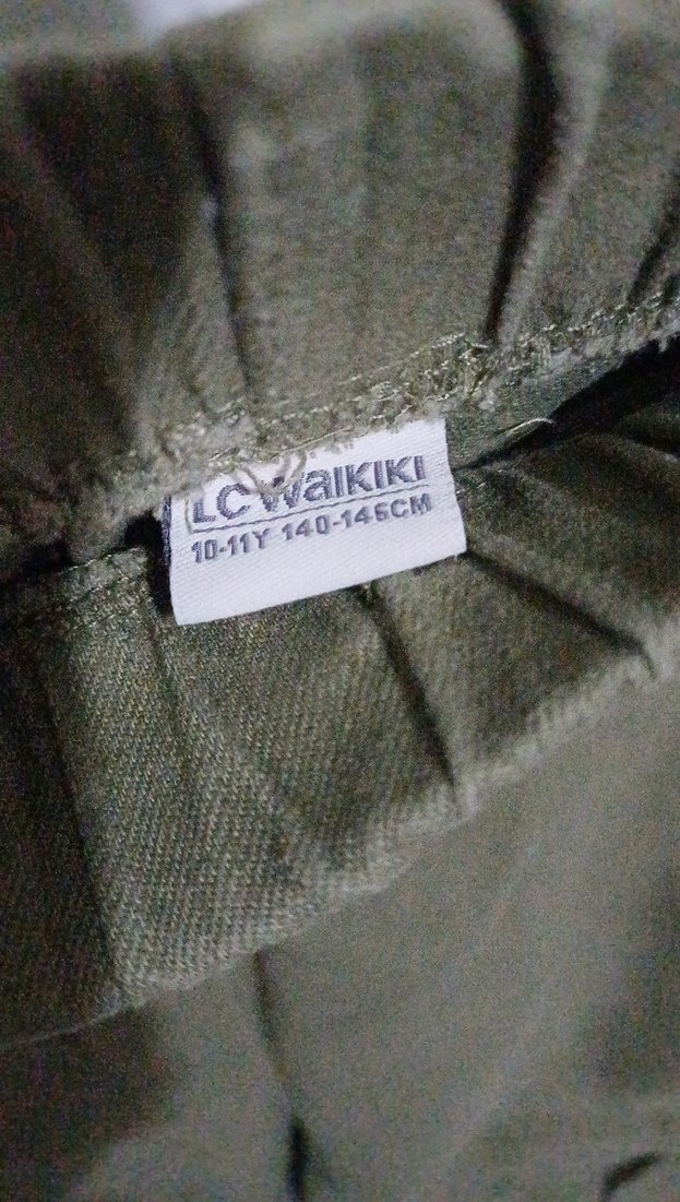 kız Çocuk Haki Bol Kesim Keten kargo  Pantolon - Görsel 3