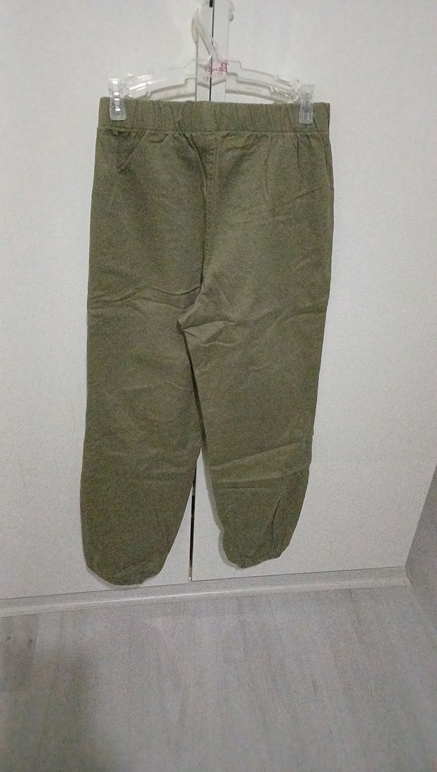 kız Çocuk Haki Bol Kesim Keten kargo  Pantolon - Görsel 2