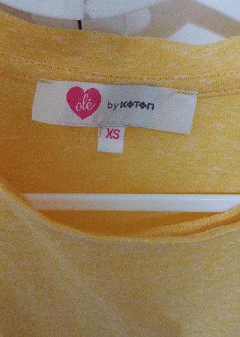 Sarı Keten Kadın Kısa Kollu Tişört - Görsel 2