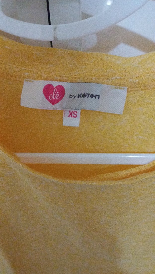 Sarı Keten Kadın Kısa Kollu Tişört - Görsel 2