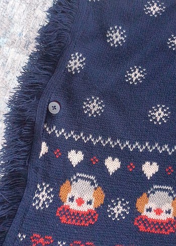 Nakışlı Mavi Bohem kız cocuk Triko Panço - Görsel 5