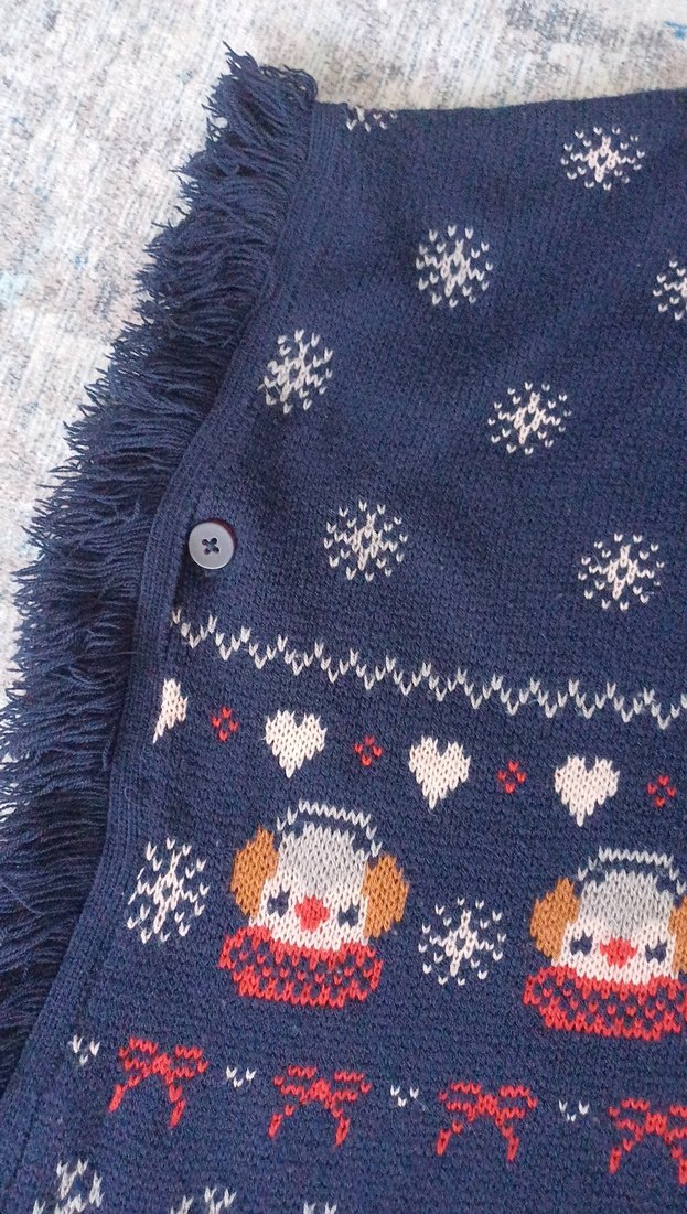 Nakışlı Mavi Bohem kız cocuk Triko Panço - Görsel 5