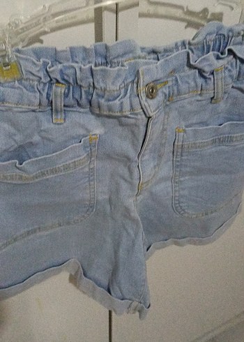 Beldeli Mavi Kız Kot Şort - Görsel 2