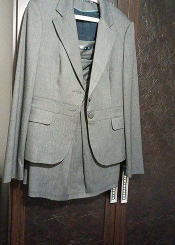 önden pileli etek ve ceket takım - Görsel 10