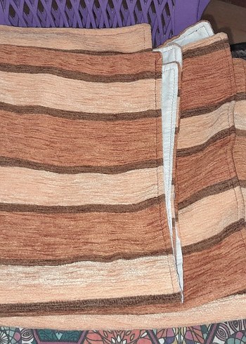 Bej Çizgili Bohem Tarz koltuk şalı - Görsel 2