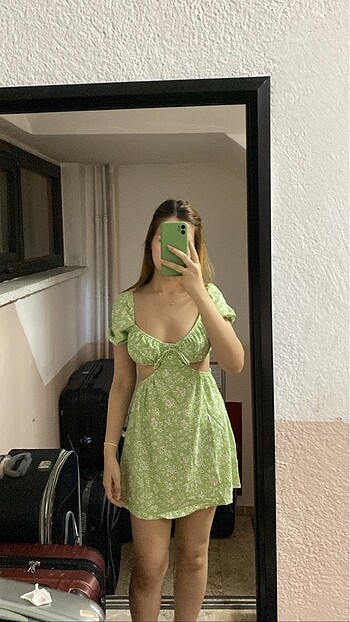 yeşil bershka elbise
